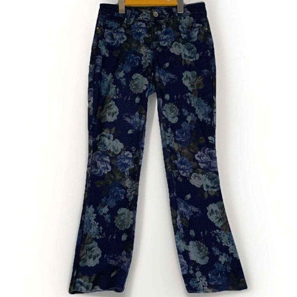 Marie‎ Claire Y2K Low Rise Floral Straight Leg Jeans Womens Size 7 Boho Festival